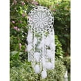 thumbnail image 1 of Atrapasueños de plumas blancas grandes, colgante de pared de macramé para decoración del hogar o boda Vintage, círculo de 80cm de largo y 30cm, 1 of 5
