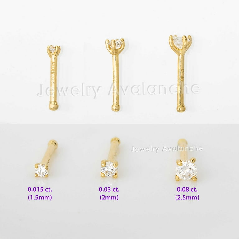 Gold Nose Mm Nose Ring Diamond Nose Bone Nose Stud 14K