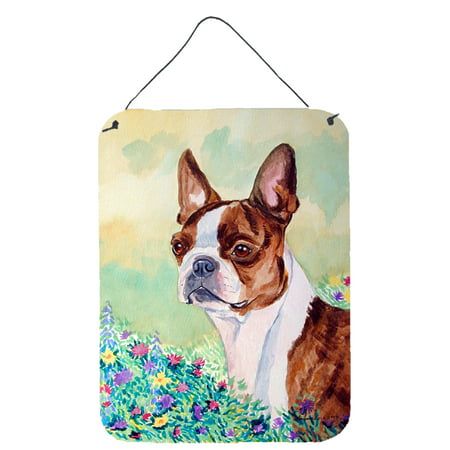 Red and White Boston Terrier Aluminium Metal Wall or Door Hanging