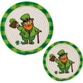 thumbnail image 7 of SKYSONIC Patrick's Day Elf Funny Pot Holders Trivets, 2 Pcs Heat Resistant Trivets,Shamrock Plaid Cotton Thread Weave Mats for Hot Pads Pans Pot Bowl Teapot for Kitchen Decor, 7 of 7