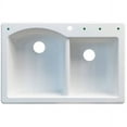 thumbnail image 3 of Transolid Aversa 33in x 22in silQ Granite Drop-in Double Bowl Kitchen Sink with 4 BACD Faucet Holes, In White, 3 of 4