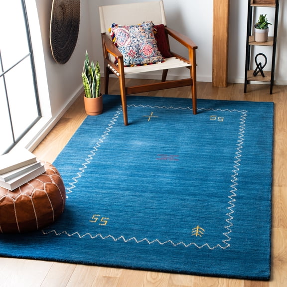 Safavieh Himalaya Yvonne Solid Wool Area Rug, Blue, 8' x 8' Square