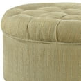 thumbnail image 2 of Benjara 25" Contemporary Fabric Upholstered Wood Ottoman in Beige and Brown, 2 of 2