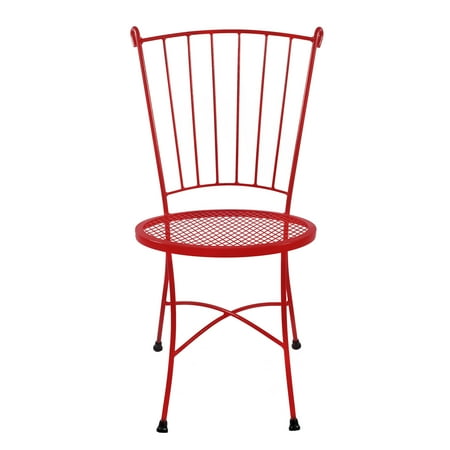 red wrought iron bistro set