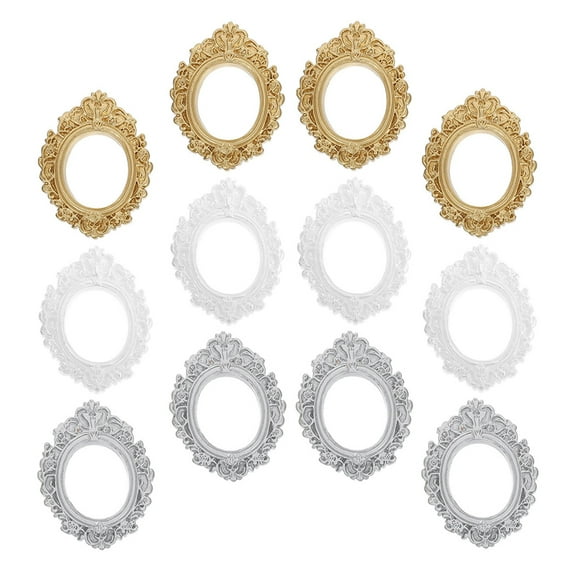 MLINS 12pcs Vintage Resin Picture Frame Mini Photo Frame for DIY Phone Case