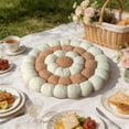 thumbnail image 2 of Beige Velvet Round Floor Cushion Mat With Pearl Fluff Filling And Four-Pin Anti-Deformation Layout For Reading Meditation 16.54X16.54In, 2 of 6