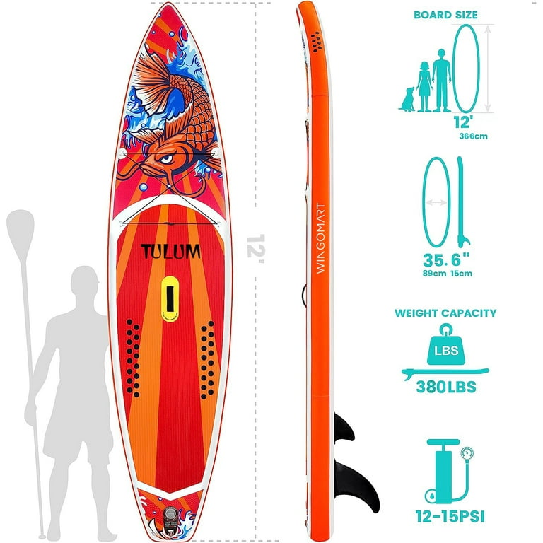 WINGOMART XL 12ft Inflatable SUP w/ Premium Accessories, Carry Bag