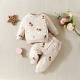 thumbnail image 2 of Rrunsv Toddler Girls Clothes Long Sleeve Flower Print Tops Pants Set Baby Girls Fall Clothes Set(Z01-Beige,6-12 Months), 2 of 5