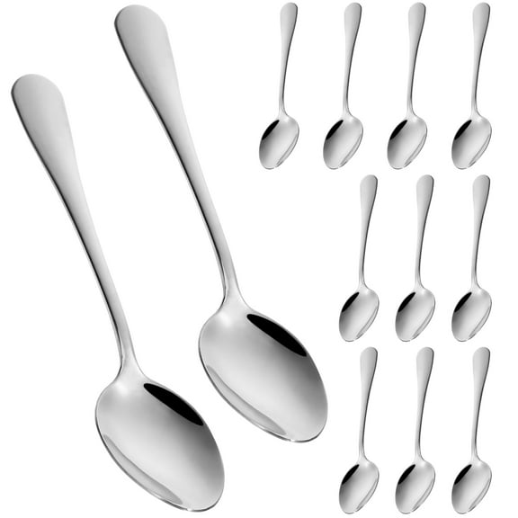 REOFLYUP 12 Pcs Stainless Steel Teaspoons Silver Simple Design Families