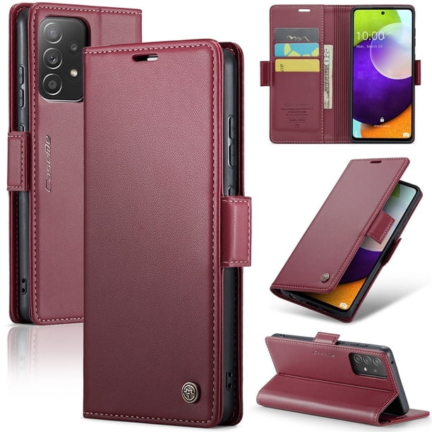 CaseMe Funda de Cuero para Samsung Galaxy A52 5G con Bloqueo RFID, para Samsung Galaxy A52 5G Funda para Mujer y Hombre, Tarjetero con Cierre Magnético, Funda Tipo Folio para Samsung Galaxy A52 5G