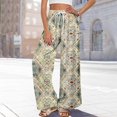thumbnail image 2 of Minjewel Palazzo Pants for Women Print Wide Leg - High Waist Casual Trousers Pockets Elastic, Wide Leg Pants Boho Summer Trousers, Pants for Women for Beach Daily,Beige L, 2 of 7
