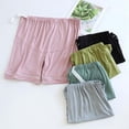 thumbnail image 4 of Rggeeun Women Shorts Solid Color Elastic Waist Knit Soft Lightweight Loose Fit Pleated With Adjustable Tie For Summer Splash Fun Cute Hot Pants,Black,L, 4 of 4