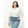 ELOQUII Elements Women's Plus Size Ruffle Bib Shirt