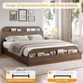 thumbnail image 2 of Sturdy Storage Headboard Bed Frame - Full Size Wooden Platform, Raised Footboard, Low Profile, Slat Support, Noise-Free, No Box Spring Needed, Walnut, FULL Size, 2 of 6