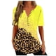 thumbnail image 2 of ICHUANYI Clearance Women Fashion Summer Sexy Fold Printed Regular Women Short Sleeves V Neck Button Top(Yellow, XL) ICHUANYI WER2023081405000, 2 of 5