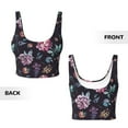 thumbnail image 6 of Goofa Roses Flowers Printed Sports Bras for Women, High Impact Running Bra Workout Crop Tank Tops Longline Sports Bra Push up-Medium, 6 of 9