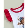thumbnail image 6 of Wassery 4th of July Baby Girls Summer Clothes Cow Head Print Fly Sleeve Vest+Frills Stars Print Shorts Set 6M-3T 2Pcs Independence Day Outfit, 6 of 9