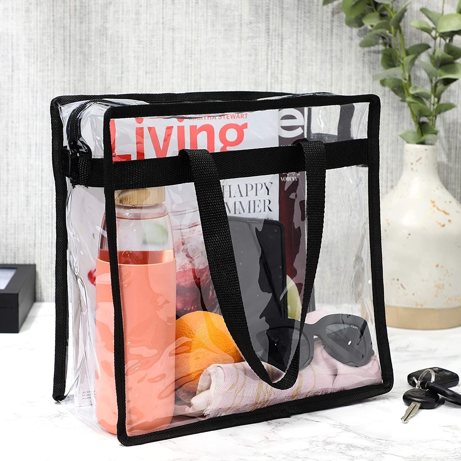 2-Pack Transparent Bag - Clear Tote Bag with Zipper - Stadium Approved  11.75 x 11.5 x 5.75 