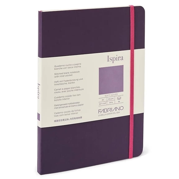 Fabriano Ispira Soft-Cover Notebook, 5.8" x 8.3", Blank, Purple