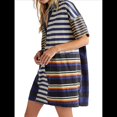 thumbnail image 2 of Vestido Minivestido de Verano Y2k con Rayas en Contraste para Mujer, Estilo Babydoll, con Retazos, Cuello en V, Corta, Estilo Vintage Azul y Amarillo XL, 2 of 8