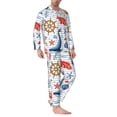 thumbnail image 3 of Kll Watercolor Nautical Sleepwear Mens Flannel Pajamas,Long Cotton Pj Set, 3 of 9
