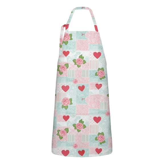 Pioneer Flower Floral Print Pattern Apron for Women and Men, Cotton Linen Waterproof with Pockets, Adjustable, 33x27 Inch for Kitchen, Gardening, BBQ, Salon