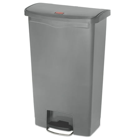 Rubbermaid Commercial Slim Jim Resin Step-On Container, Front Step Style, 18 gal, Gray
