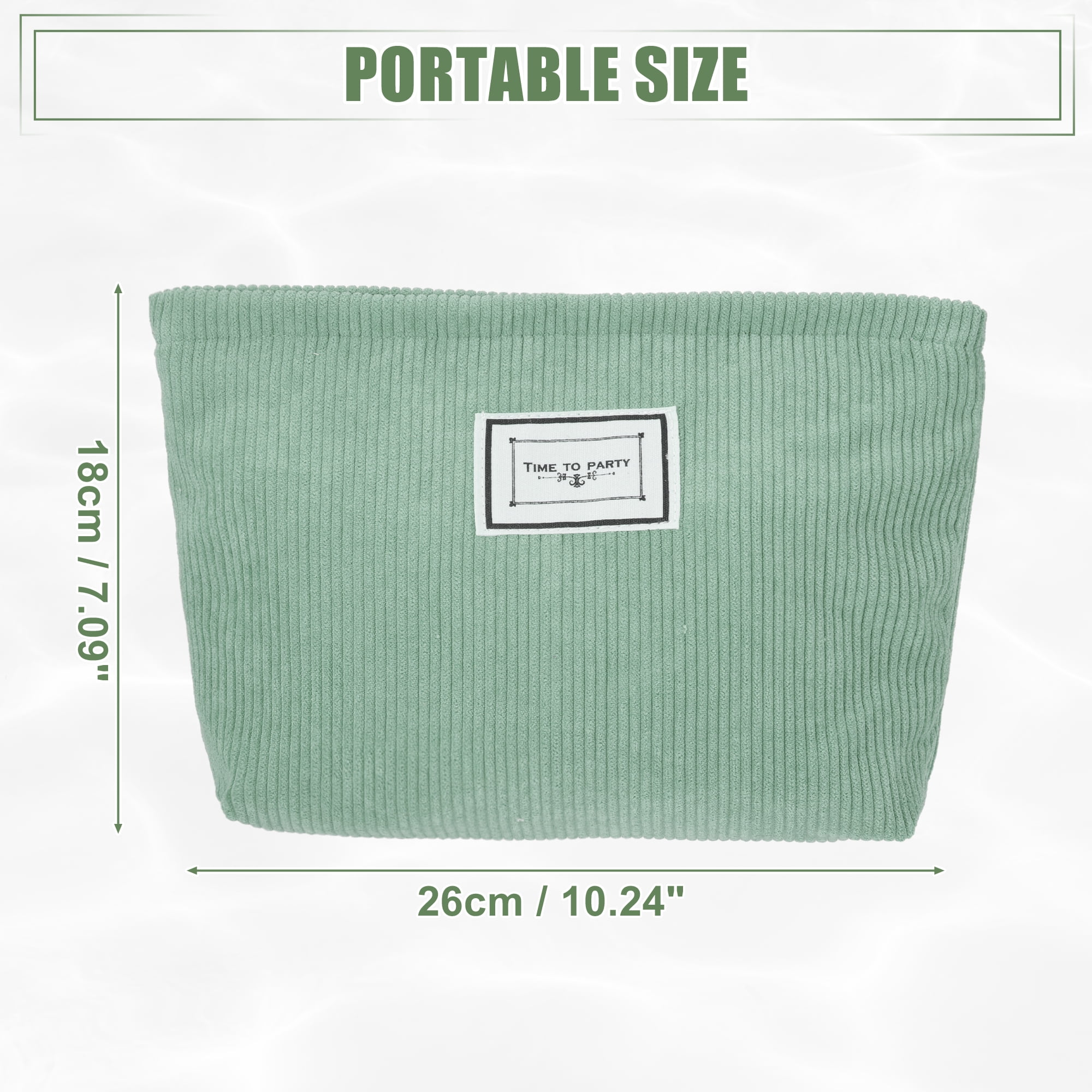 Unique Bargains Women Corduroy Makeup Bags Corduroy Cosmetic Bag Zipper Makeup Pouch Green