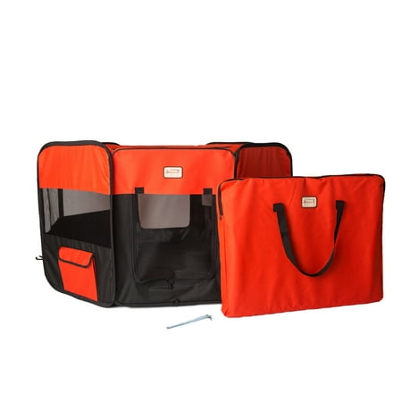 UPC: 0815481012172 | Armarkat Model PP002R-XL Portable Pet Playpen in Black and Red Combo