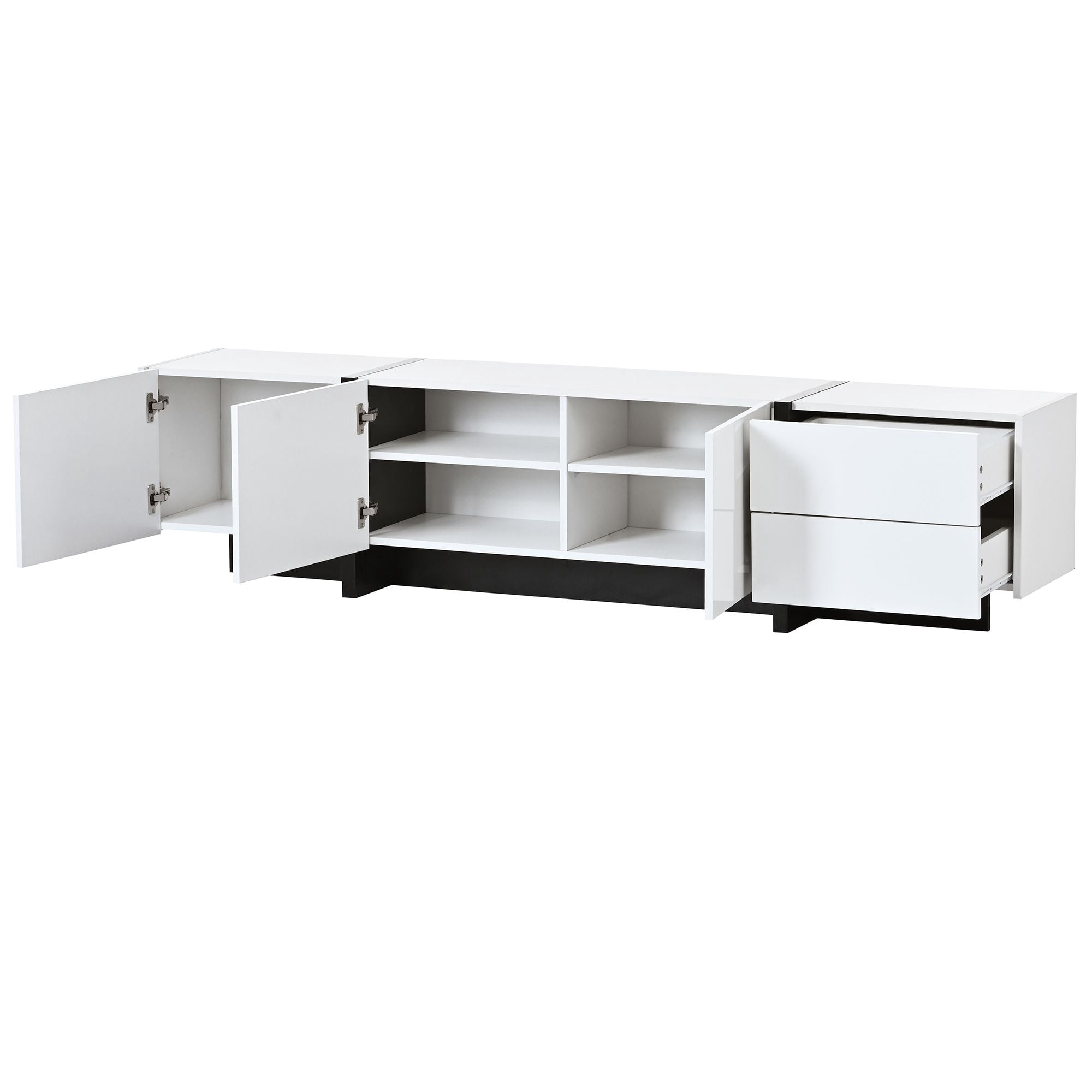 Aukfa TV Stand with 2 Drawers and 3 Big Cabinets for TVs up to 80" - White