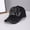 Black, variant on Floral Rhinestone Baseball Cap, Sparkle Botanical Visor Hat, Soft Pastel Crystal Casual Sun Hat, Adjustable Womens Bling Dad Hat