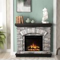 36" Farmhouse Ceramic Magnesium Oxide Freestanding Electric Fireplace
