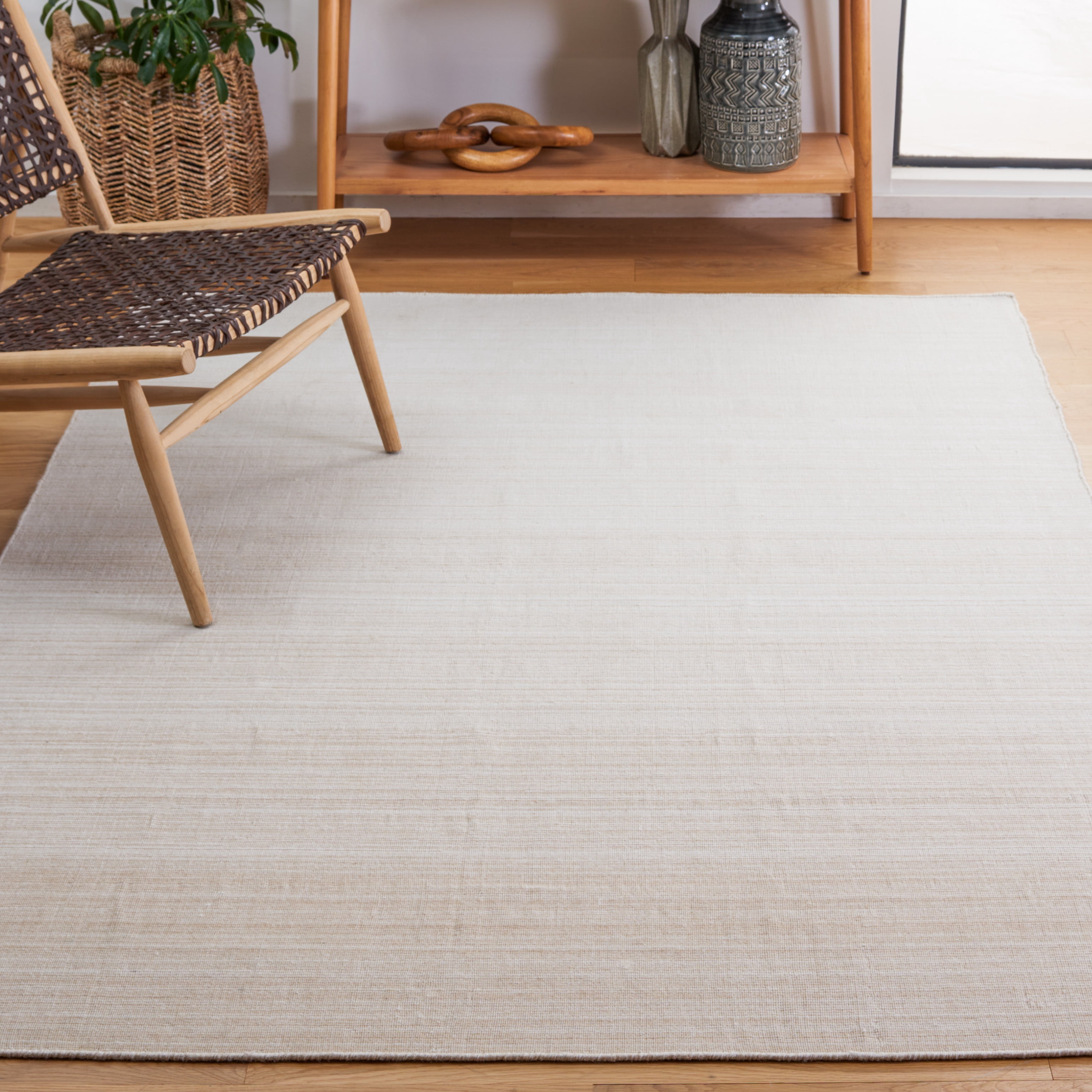 SAFAVIEH Kilim Nadia Striped Polyester Area Rug, Beige, 6' x 6' Square