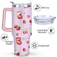 thumbnail image 3 of 40oz Cute Red Strawberry Stainless Steel Flip Straw Tumbler Spill Proof Travel Cup Double Wall Vacuum Insulated Coffee Mug with Top Handle, 3 of 6