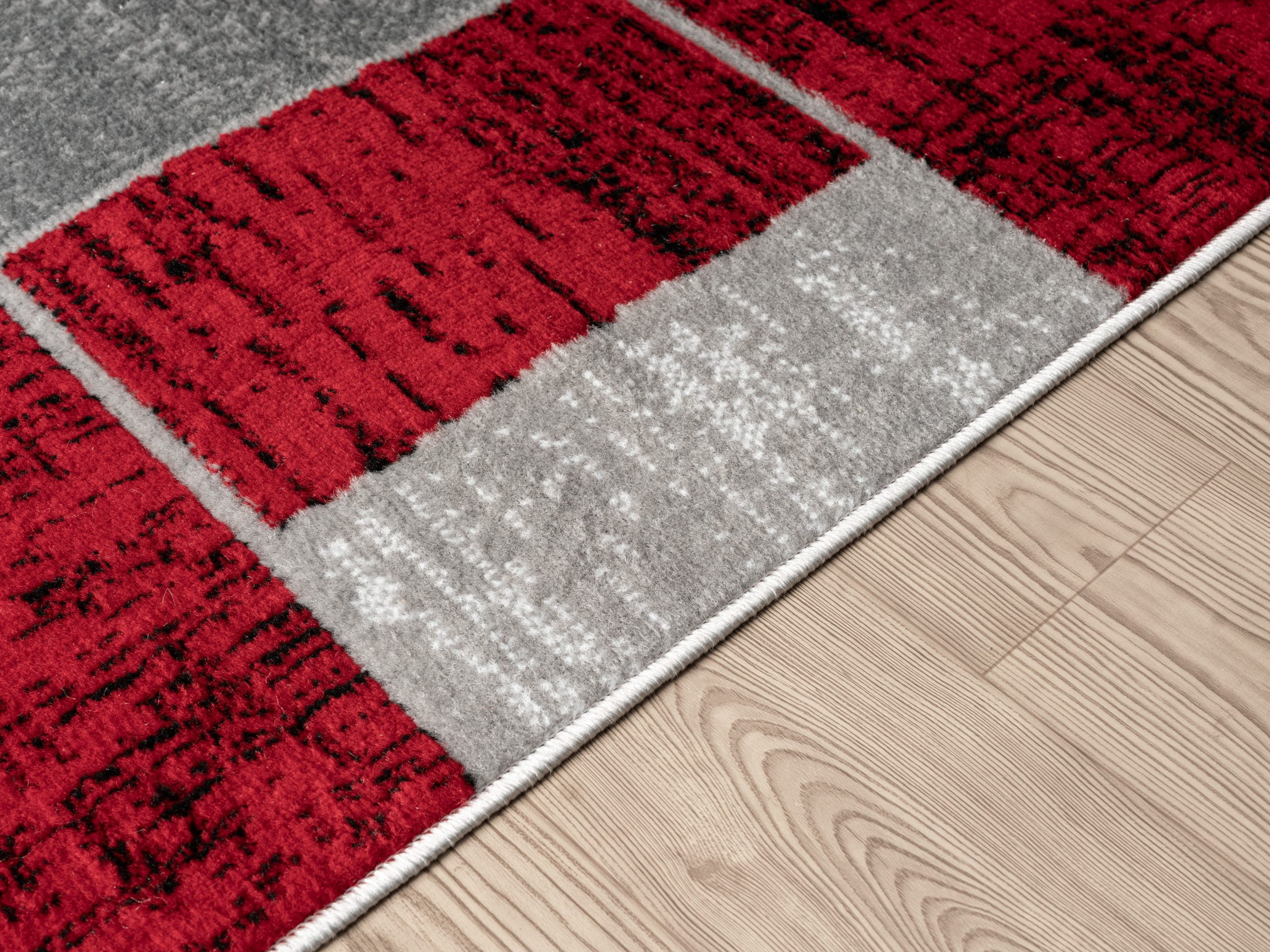 L'Baiet Verena Geometric Area Rug Red Grey 5' x 7' Medium Area Rugs Carpet for Living Room, Bedroom, Dining Table, Office, Hallway, Foyer | Neutral Colorful Modern Abstract Home Decor
