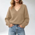 thumbnail image 3 of TGSLY Women's Wool Blend Sweater Soft Casual V Neck Long Sleeve Knit Pullover Relaxed Casual Solid Color Fall Layering Tops S, 3 of 9