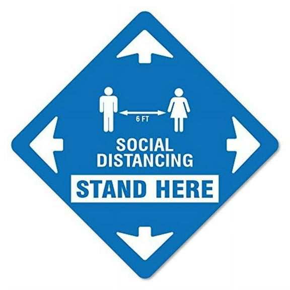 Coronavirus Stand Here Social Distancing Non-Slip Floor Graphic | Vinyl Decal | Protect Your Business, Work Place & Customers |  Made in The USA