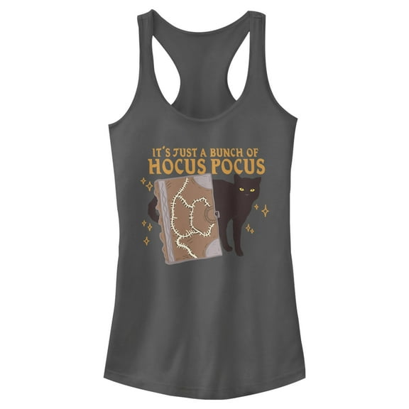 Junior's Hocus Pocus Binx Spellbook Racerback Tank Top Charcoal Medium