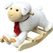 Fengsmart animal rocker, rocking horse, wooden rocking horse white, 23.6" high plush animal rocker, rocking chair, rocker, stuffed toy for kids