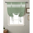 thumbnail image 2 of Dark Sage Green Stripes Tie Up Curtains for Kitchen Bathroom Bedroom Windows 63 Inch Length, Farmhouse Modern Vertical Lines Balloon Drape Curtains Shade Rod Pocket Drapery Curtain Panel, 52"x63", 2 of 7