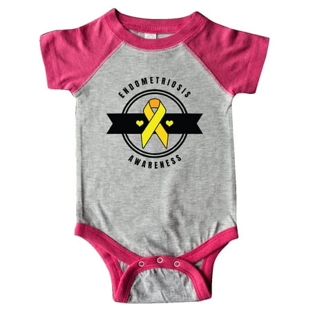 

Inktastic Endometriosis Awareness Yellow Ribbon and Banner Gift Baby Boy or Baby Girl Bodysuit