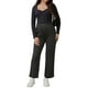 thumbnail image 2 of Pantalones de maternidad de mujer INSPIRE CHIC con cintura elástica, cordón, sobre el vientre, de pierna ancha, con bolsillos, color negro, 2 of 6