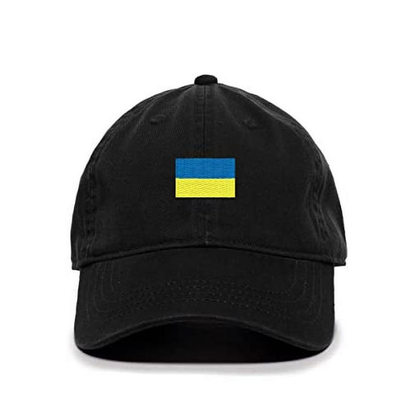 Tech Design Ukraine Flag Baseball Cap Embroidered Cotton Adjustable Dad Hat Black