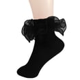 thumbnail image 2 of hengsof Girls Ruffle Socks Frilly Double Lace Socks Cute Solid Color Turn Cuff Socks Toddler Pageant Socks for Girls, 2 of 5