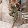thumbnail image 4 of Monos de mujer de una pieza, pantalones cargo, pantalones largos informales, monos con tirantes, con cordones, ajustados, de cintura alta, sin mangas, 4 of 5