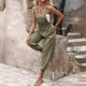 thumbnail image 4 of Monos de mujer de una pieza, pantalones cargo, pantalones largos informales, monos con tirantes, con cordones, ajustados, de cintura alta, sin mangas, 4 of 5