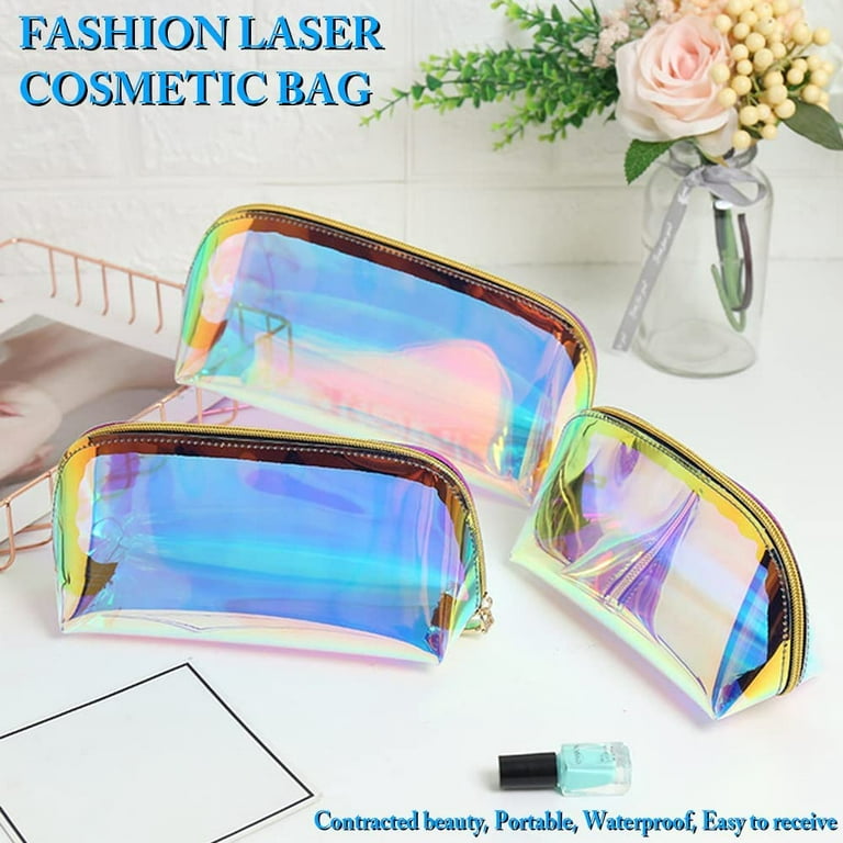 Merbary Holographic Makeup Bags Clear Cosmetic Bag Iridescent