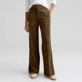 thumbnail image 2 of Womens Corduroy Pants High Waisted Wide Leg Dress Pants Loose Business Casual Work Office Trousers with Pockets Brown, 2 of 8