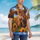 thumbnail image 3 of Balery Cloud Sky Sunflower Cow Camisas hawaianas de manga corta para hombre, camisas playeras de corte holgado, camisas de vacaciones con botones,Medium, 3 of 7