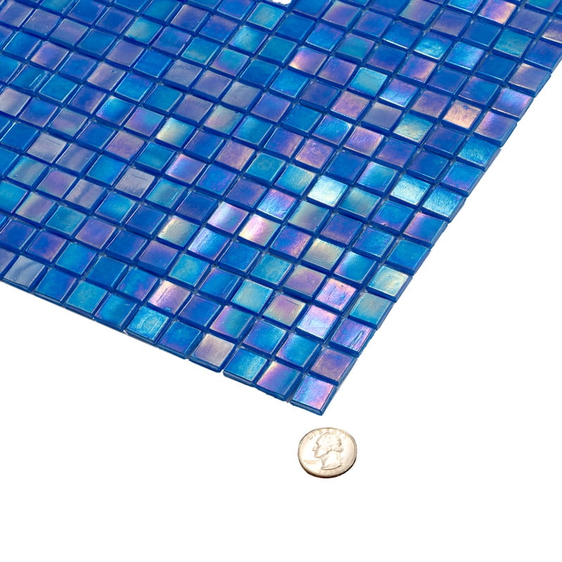 Skosh 11.6 in. x 11.6 in. Glossy Azure Blue Glass Mosaic Wall and Floor Tile (18.69 sq. ft./case) (20-pack)